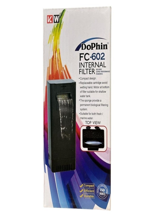 صندوق فلتر داخلي Dophin FC-602 لأحواض أسماك الزينة | مناسب للمياه العذبة والمالحة | معدل التدفق: 170-200 لتر/ساعة | مناسب لأحواض سعة 30 لترًا | (أصلي من متجر Tunai) - Image 1